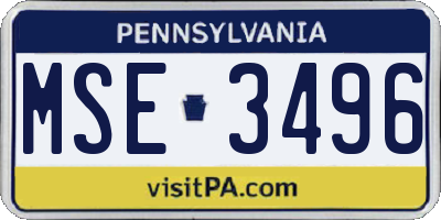 PA license plate MSE3496