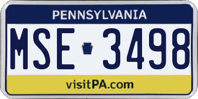 PA license plate MSE3498