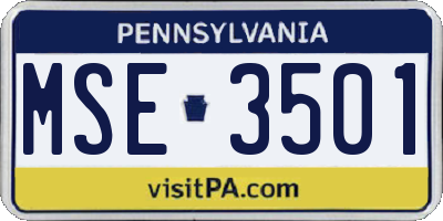 PA license plate MSE3501