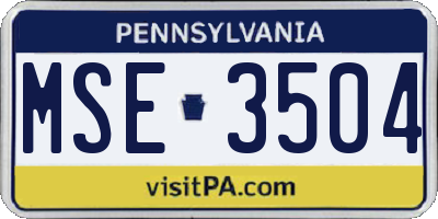 PA license plate MSE3504
