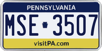 PA license plate MSE3507