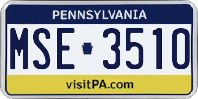 PA license plate MSE3510