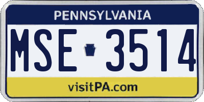 PA license plate MSE3514