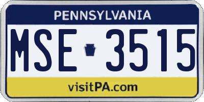 PA license plate MSE3515