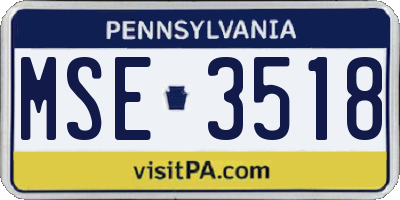PA license plate MSE3518