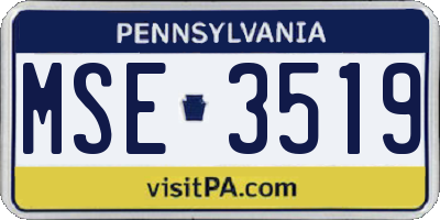 PA license plate MSE3519