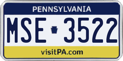 PA license plate MSE3522