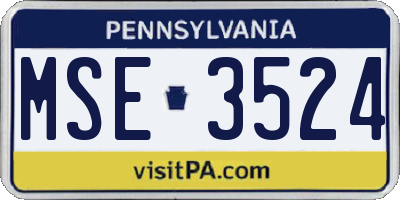 PA license plate MSE3524