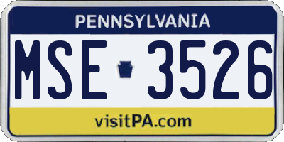 PA license plate MSE3526