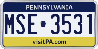 PA license plate MSE3531