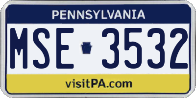 PA license plate MSE3532