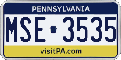PA license plate MSE3535