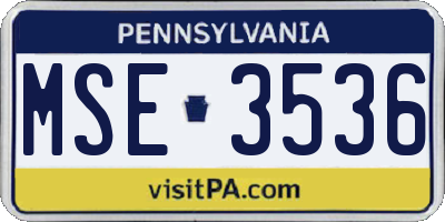 PA license plate MSE3536