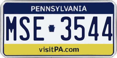 PA license plate MSE3544