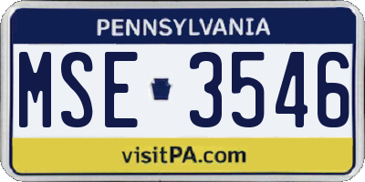 PA license plate MSE3546