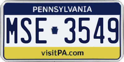 PA license plate MSE3549
