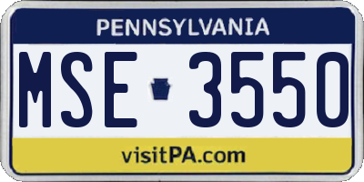 PA license plate MSE3550
