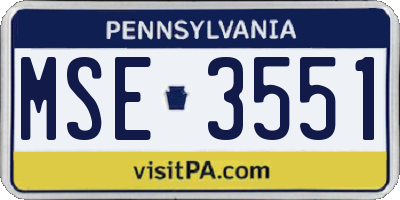PA license plate MSE3551