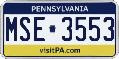 PA license plate MSE3553