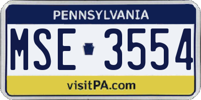 PA license plate MSE3554