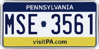 PA license plate MSE3561