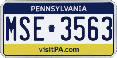 PA license plate MSE3563