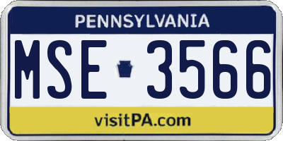 PA license plate MSE3566