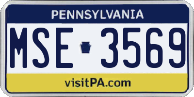 PA license plate MSE3569