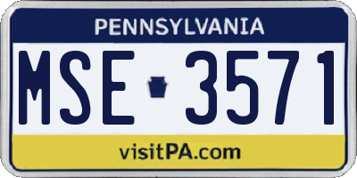 PA license plate MSE3571