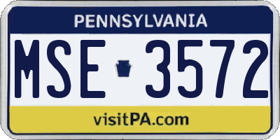 PA license plate MSE3572