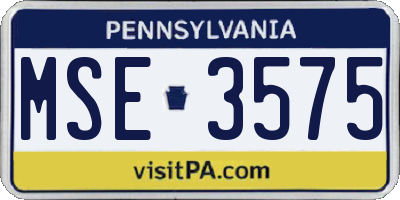 PA license plate MSE3575
