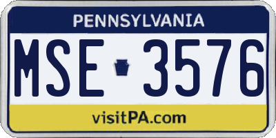 PA license plate MSE3576
