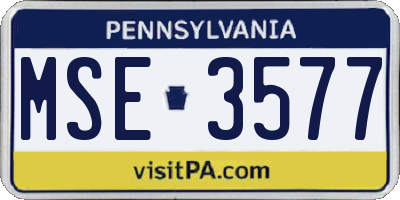 PA license plate MSE3577