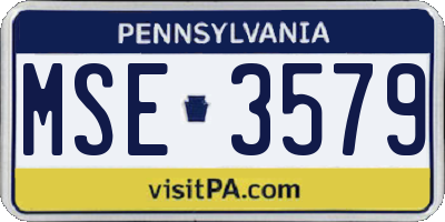 PA license plate MSE3579