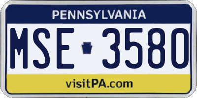 PA license plate MSE3580