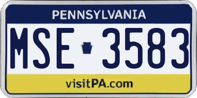 PA license plate MSE3583