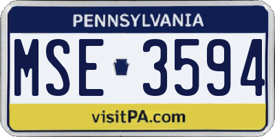 PA license plate MSE3594