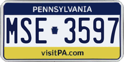 PA license plate MSE3597