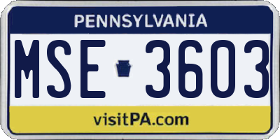 PA license plate MSE3603