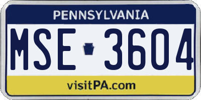PA license plate MSE3604