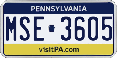 PA license plate MSE3605
