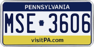 PA license plate MSE3606