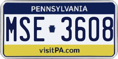 PA license plate MSE3608