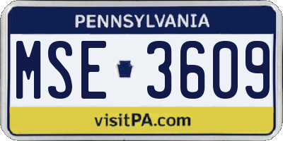 PA license plate MSE3609