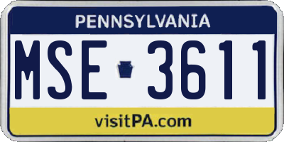 PA license plate MSE3611