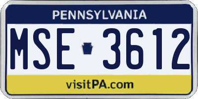 PA license plate MSE3612
