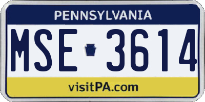PA license plate MSE3614