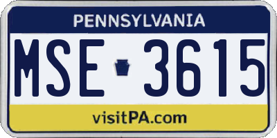 PA license plate MSE3615