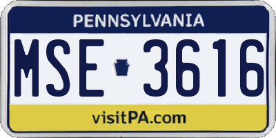 PA license plate MSE3616