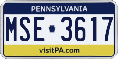 PA license plate MSE3617
